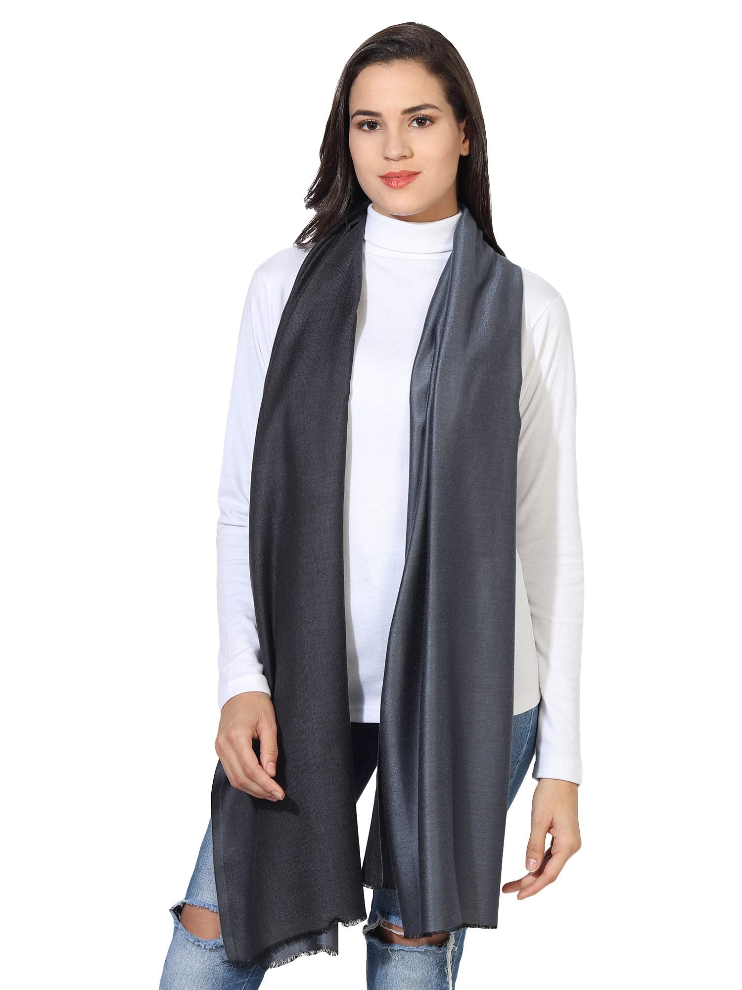 MUFFLY BAMBOO SILK SCARF 28 INCH * 80 INCH, Female, Black