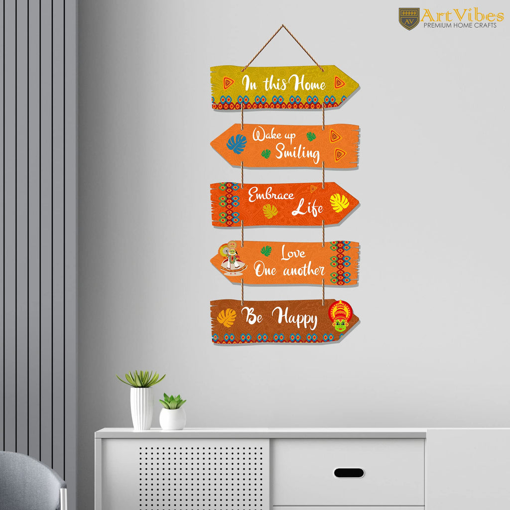 Artvibes Home Quotes Decorative Wall Art Mdf Wooden Hanger For Living Room | Bedroom | Gifts | Hangings For Home Decoration | Modern Decor Items | Artworks (Wh_7310N), Set Of 5