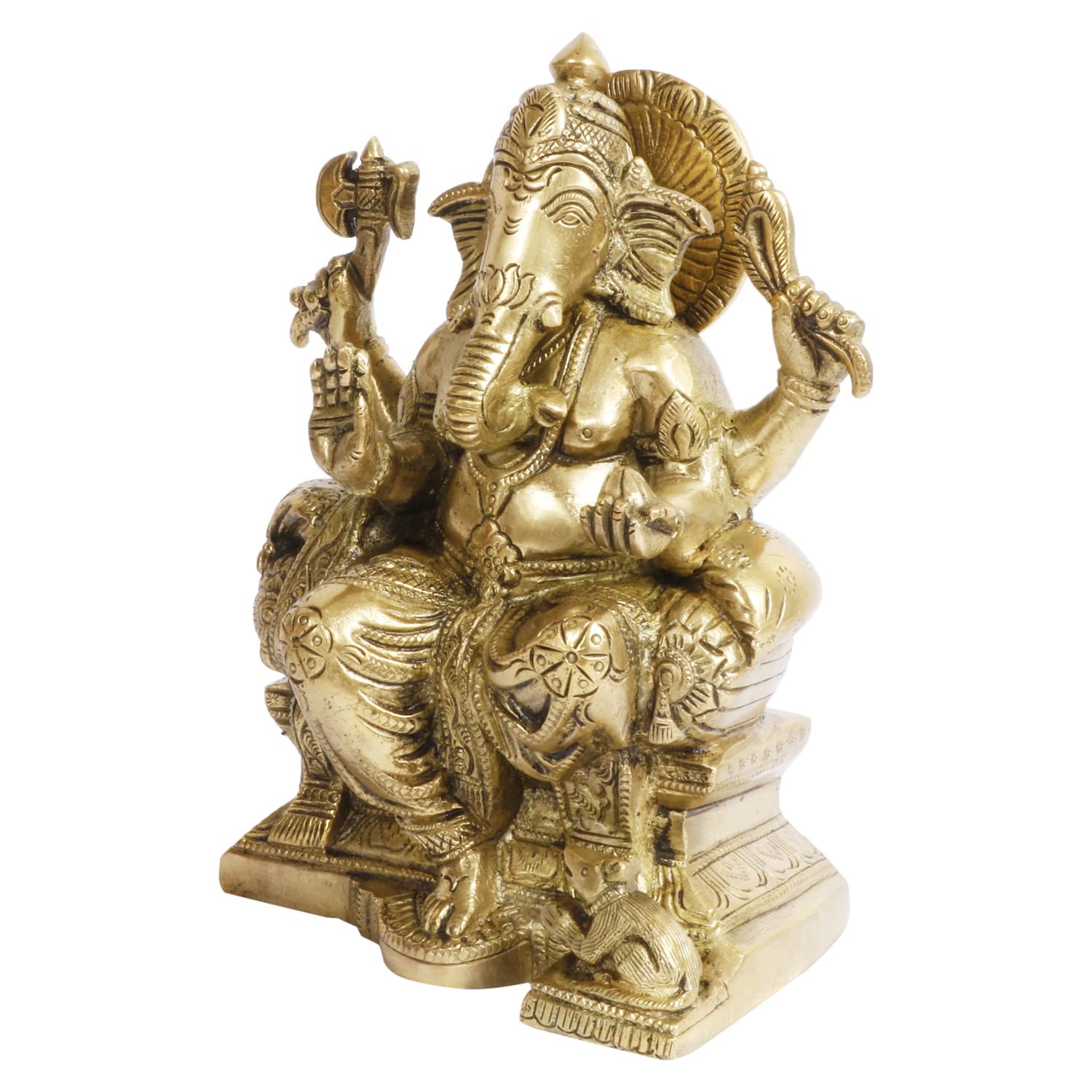 ARTVARKO Brass Ganesh Ganesha Statue Mangalkari Ganpati Idol Murti for Home Décor Showpiece Office Mandir Gift 6.5 Inch