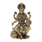 ARTVARKO Brass Laxmi Murti Lakshmi Idol Luxmi Goddess Lakshmi Sitting on Lotus Statue for Home Decor Puja Mandir Temple Small 4 Inch