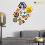 Artvibes Mahadev Hexagon Shape MDF Wooden Wall Decor Items | Spiritual Decor Items | Lord Shiva Painting | Wall Poster | Art Prints| Stylish Modern Decor Item | Gift Items (WPS_215N), Set of 13