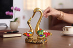 KridayKraft Love Birds Swanset Pair of Kissing Duck Metal Statue,Love for Romantic Gift to Boyfriend,Girlfriend,Decor Your Home,Office,Showcase,Animal Showpiece Figurines. (Stone 1)