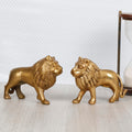 ARTVARKO Brass Lion Pair Statues 4 Inch Pack of 2 | Vastu & Feng Shui Lion Showpieces for Home, Office, Study Table & Entrance | Brass Decorative Lion Figurines for Protection, Prosperity & Home Décor