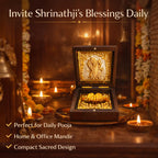 DK trades® Gold Plated Shrinathji For Pooja Box - Premium Gold Shrinathji Pocket Temple With Charan Paduka | Unique Home Office Gift