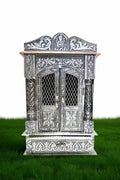 Balveer Enterprises Small Size Pooja Mandir for Home, Home Temple, Handcrafted German Oxidized Mandir with Aluminium and Copper Plating, Temple for Home- Silver (L10*D6) INCHES