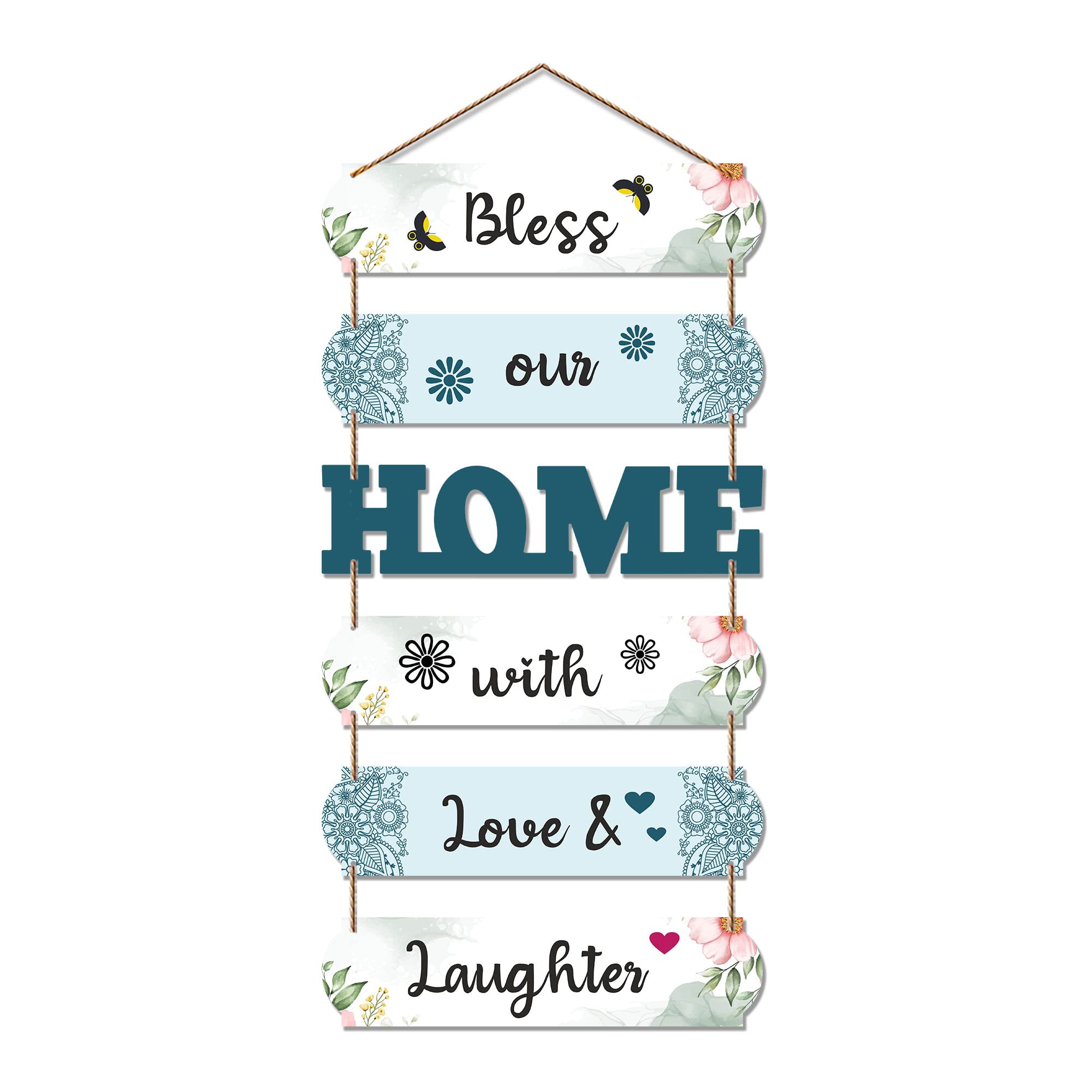 Artvibes Bless Our Home Wooden Wall Hangings Decor For Home | Bed Room | Decor Hanging Ornaments | Home Quotes Wall Hanging | Modern Decor Items | Wall Poster | Artworks Hangings | Gift (WH_6604N)