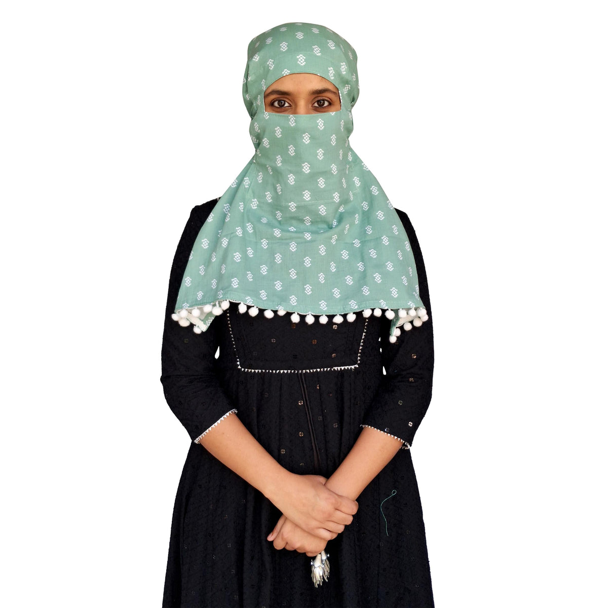 Switchon Female Cotton Innovative Scarf Hijab For Women With Closer 3 Inch Hook And Loop Tape For Size Adjustment For 12 Yrs And Above (Light_Green)