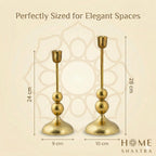 HomeShastra Suvarna Aluminium Candle Holders Set of 2 | Hammered Gold Finish | Decorative Candle Stand for Home Decor, Dining Table, Living Room & Festive Decoration | Perfect for Gifting