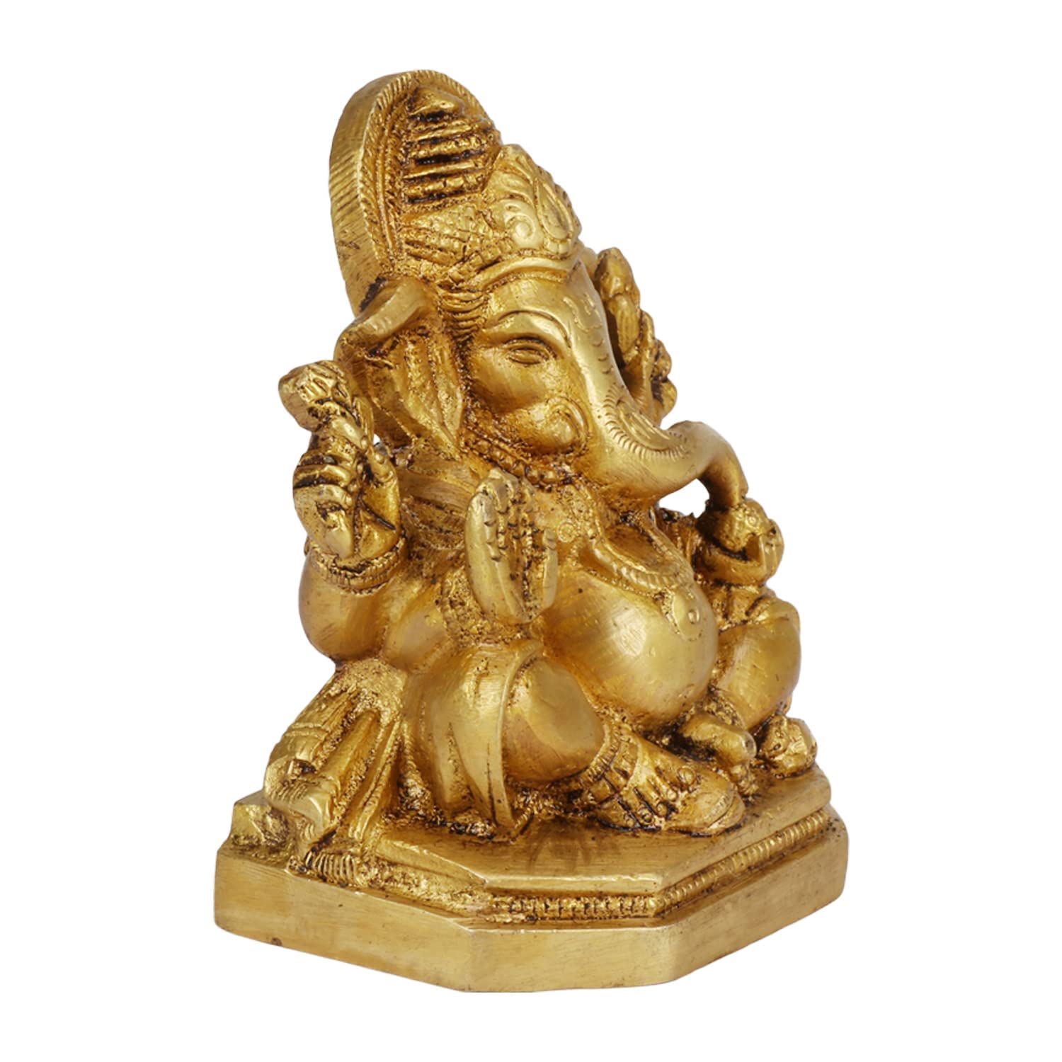 Svarup Brass Sitting Ganesha Ganesha Idol for Home Office Entrance Decor Diwali Pooja 4 Inch