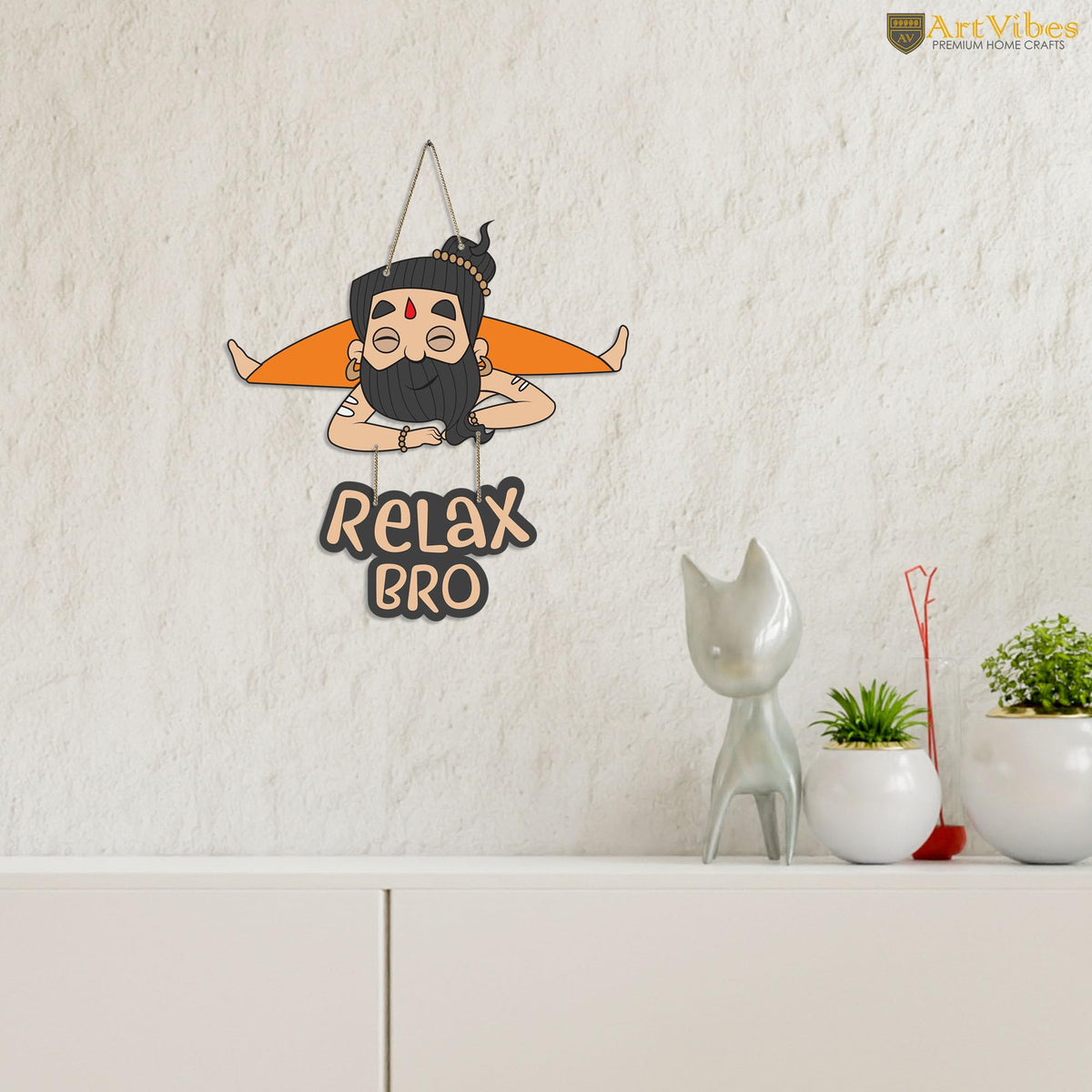 Artvibes Relax Bro Printed Wooden Wall Hanging with Quotes for Home Decor | Gifts | Living Room | Bedroom | Wooden Decorative Items | Modern Decoration | Artworks Wall Hangings (WH_5728N)