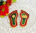 ARTBOX Pure Aluminium laxmi Ganesh charan for Diwali Decoration of Home Temple Big Size 3 inch Each (1 Pair)