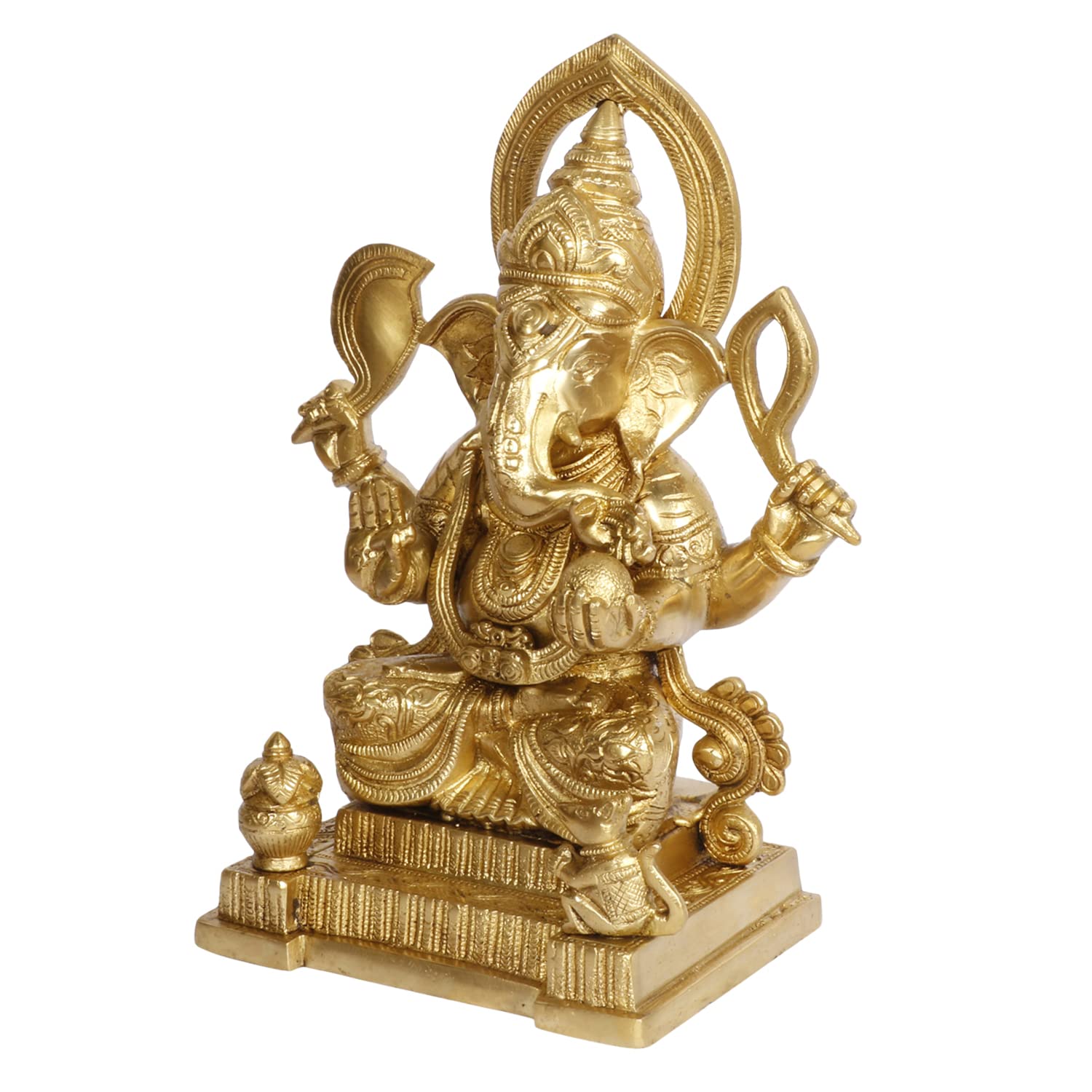 ARTVARKO Brass Ganesha Bhagwan Idol Ganesha Statue Ganpati Murti for Puja Home Entrance Decor Gift Height 10 Inch