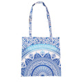 Ravaiyaa - Attitude is everything Cotton Shoulder Bag/Tote Bag For Women| Printed Multipurpose Handbag With Top Zip | Best For Shopping, Travel, Work, Beach, Office, College (White Blue Ombre Mandala)