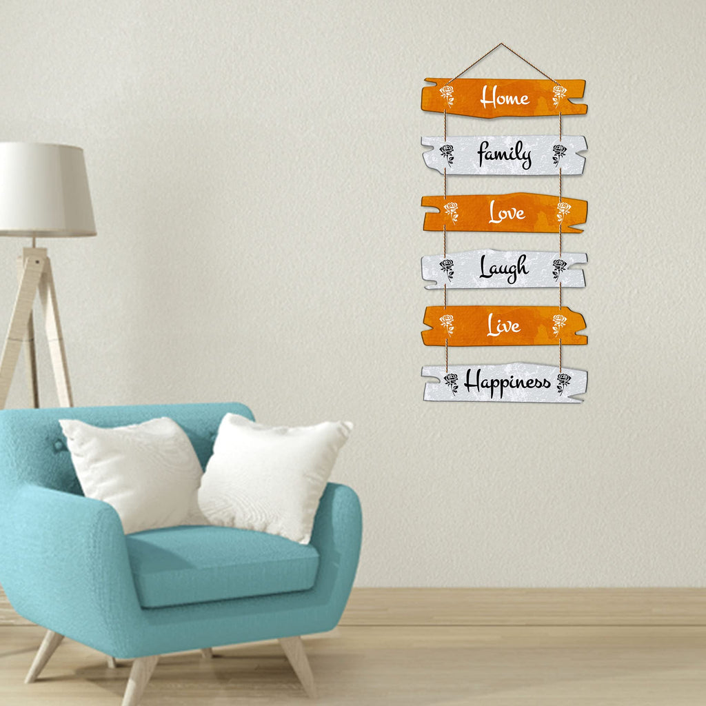 Artvibes Home Family Love Laugh Wooden Wall Hanger for Home Decor | Quotes Decor Item | Wall Accents | Gift Items | Wall Illustrations | Modern Artworks Hangings | Mdf Wall Decoration (WH_3234N)