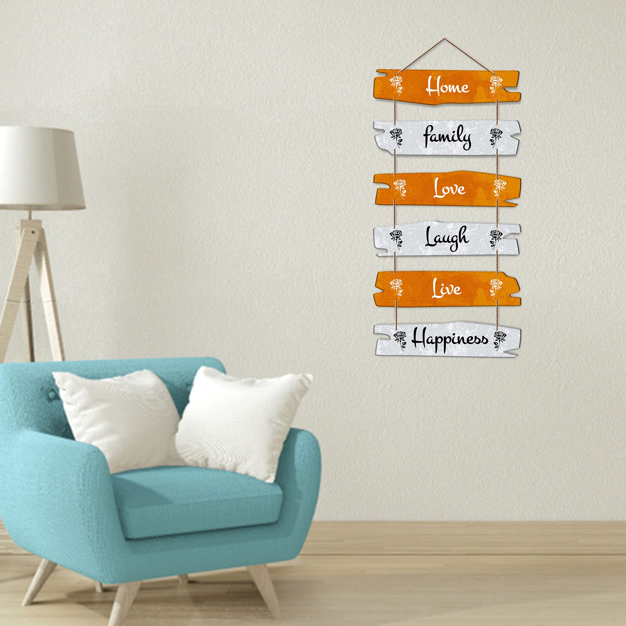 Artvibes Home Family Love Laugh Wooden Wall Hanger for Home Decor | Quotes Decor Item | Wall Accents | Gift Items | Wall Illustrations | Modern Artworks Hangings | Mdf Wall Decoration (WH_3234N)