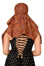 DEEPNYRA - LIVING STYLE Scarf Face Full Covering With Mask Head Hair Wrap Sun Protection For Women Cotton Printed Square All Season Wear (MARRON NEW KALAM)
