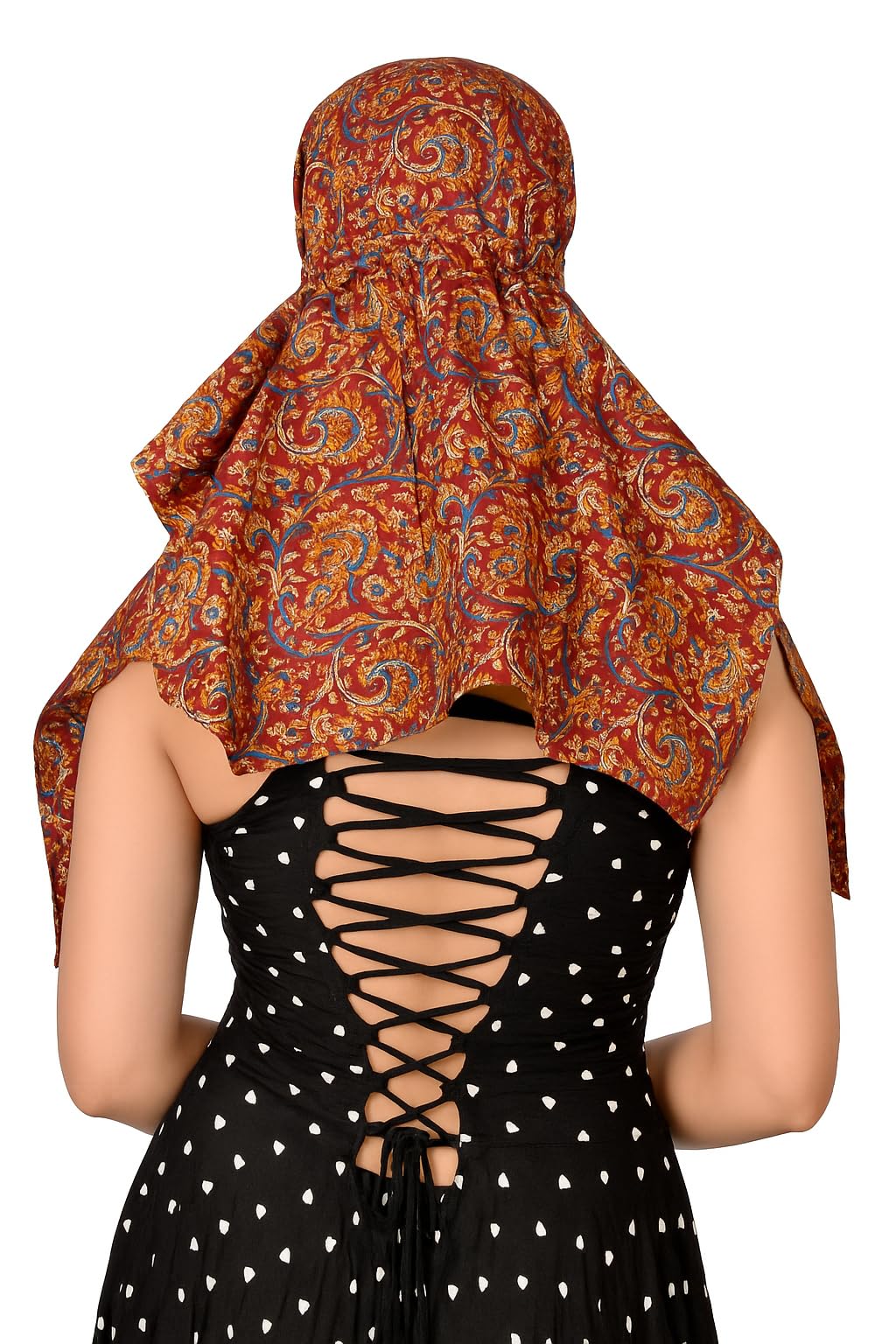 DEEPNYRA - LIVING STYLE Scarf Face Full Covering With Mask Head Hair Wrap Sun Protection For Women Cotton Printed Square All Season Wear (MARRON NEW KALAM)
