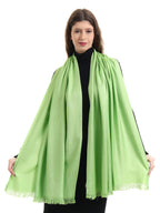EH Pashmina scarf for women, twill weave, thick, solid color wraps, all weather, large, warm, very soft pashmina feel scarves (LIME GREEN)