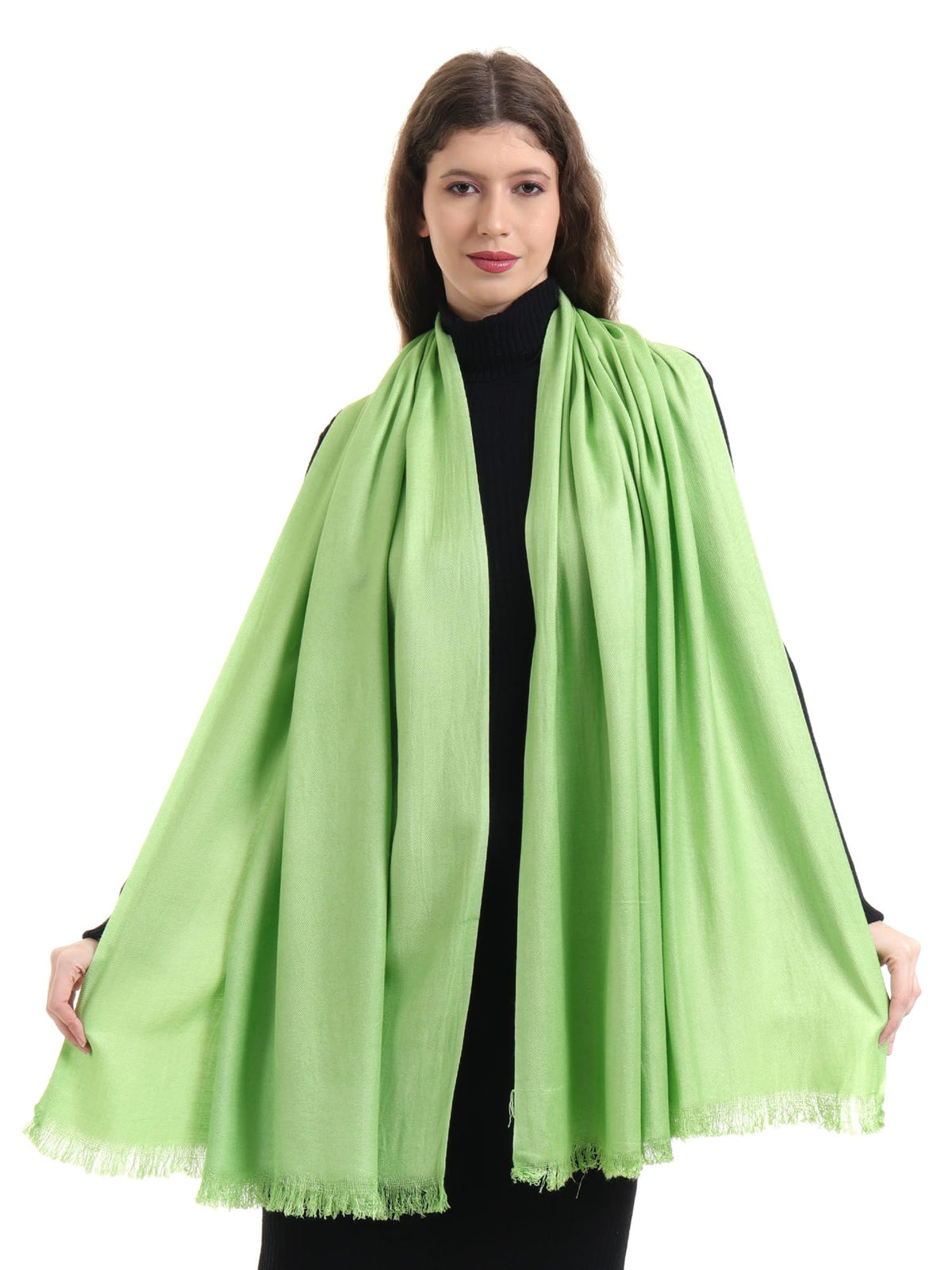 EH Pashmina scarf for women, twill weave, thick, solid color wraps, all weather, large, warm, very soft pashmina feel scarves (LIME GREEN)