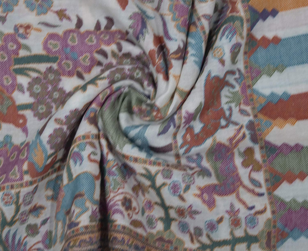 Kabello Jacquard Fabrics Winter Use Woolen Woven Soft Stole For Women Cream