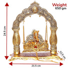 KridayKraft Metal Laddu Gopal Palna,Krishna Jhula Metal Statue for Temple Pooja,Laddu Gopal Jhula,Decor Your Home &Religious Idol Gift Article,Showpiece Figurines,God Idol...