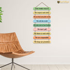 Artvibes Our Family Rules Quotes Wooden Wall Hanger for Home Decor | Quotes Decor Item | Wall Accents | Gift Items | Wall Illustrations | Modern Artworks Hangings | Mdf Wall Decoration (WH_9320N)
