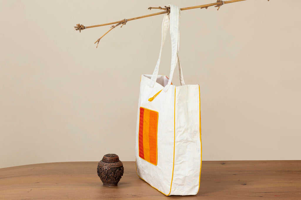 Shop Karishma Women's Reusable Shopping/Grocery Classic Tote Bag With Pocket Shoulder Cotton Handbag Travel Bag Multi-Purpose (Yellow Orange)