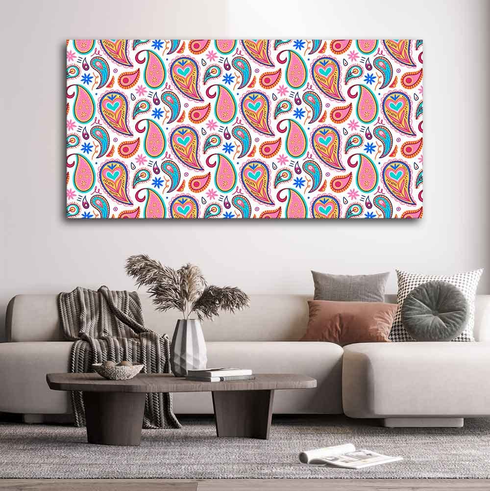 VIBECRAFTS Canvas Paintings for Living Room Drawing Room Decorative Paisley Canvas Wall Painting Fitted With Wooden Frame for Home | Office | Gift (PTVCH_2411)