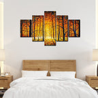 VIBECRAFTS Premium 5 Pieces Wall Painting of Sunny Tree Forest For Home|Office|Living Room|Gift (PTVC5Pcs1_5501)