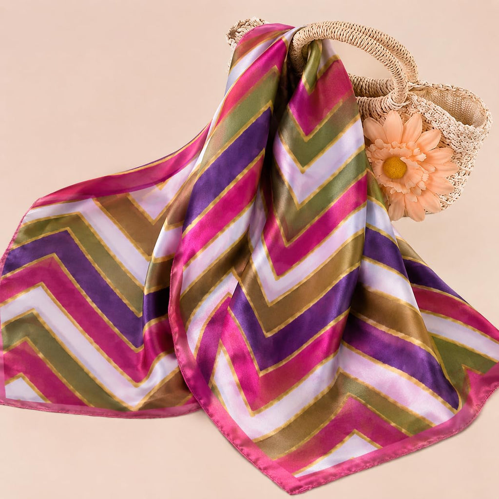 ZULZALA Satin Scarf for Women Square Neck Hair Bandana Scarf For Women Lightweight for Suit, Blazers Office Travel Wear