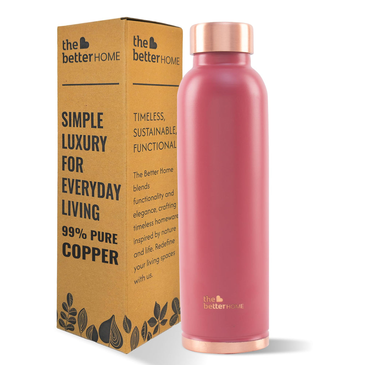 The Better Home Copper Water Bottle | Copper Water Bottle 1+ Litre | With Anti Oxidant Properities | Provides Health Benefits | Pure Tamba | Maroon