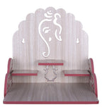 Lakhaji Wooden Wall Mounted Hanging Puja Temple Wood God Stand for Pooja Room (White)
