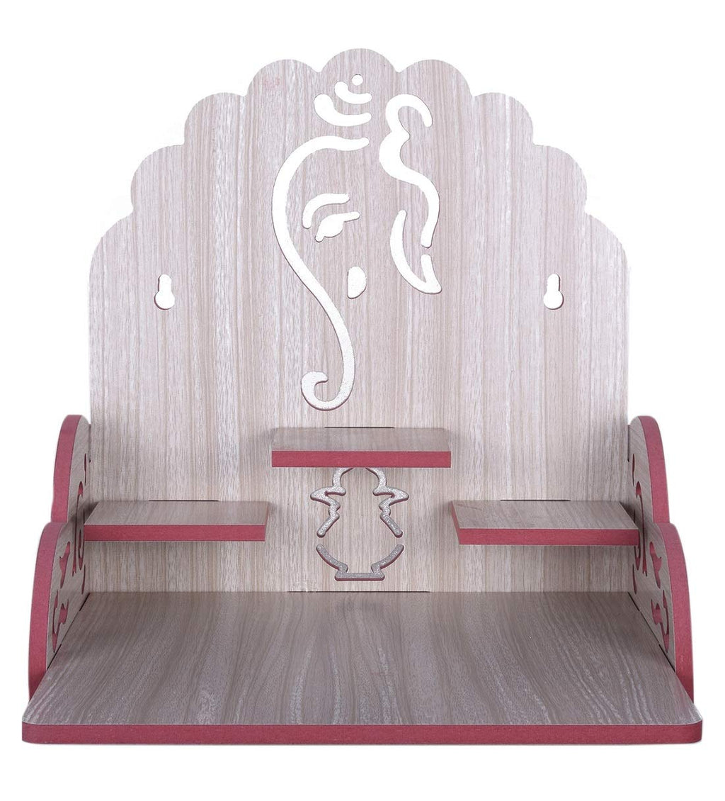 Lyrics Creation Fully Handmade Beautiful Wooden Home and Office Temple/Pooja Mandir(28 x 28 x 26 cm) (White 3)