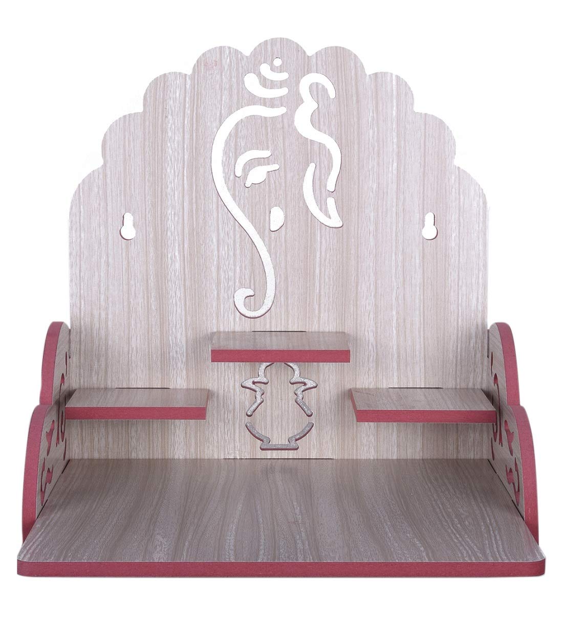 Lyrics Creation Fully Handmade Beautiful Wooden Home and Office Temple/Pooja Mandir(28 x 28 x 26 cm) (White 3)