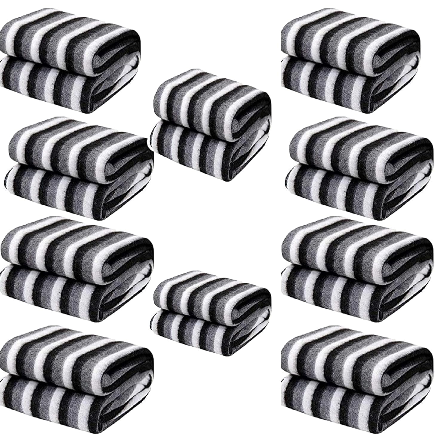 STARNSTYLE 300 TC All Season Light Weight Striped Polar Fleece Single Bed Donation Blanket (230 x 152cm Pack of 20 Kafalo