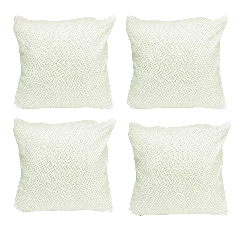 House of Quirk Polar Fleece Fabric Cushion Cover with Zipper Pack of 4 (White, 45 x 45 cm)