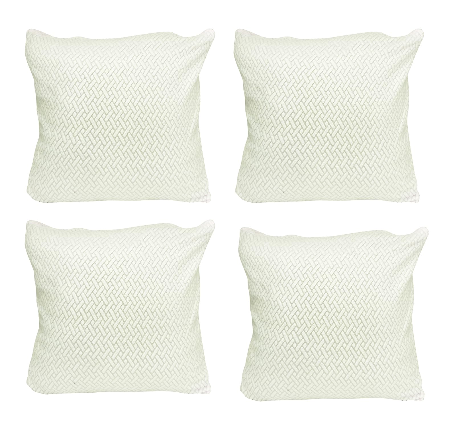 House of Quirk Polar Fleece Fabric Cushion Cover with Zipper Pack of 4 (White, 45 x 45 cm)