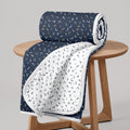 Divine Casa Reversible Single Bed AC Blanket Dohar | 120 GSM Lightweight Polyester | Printed Design | 210 x 140 cm | Navy Blue & White Kafalo