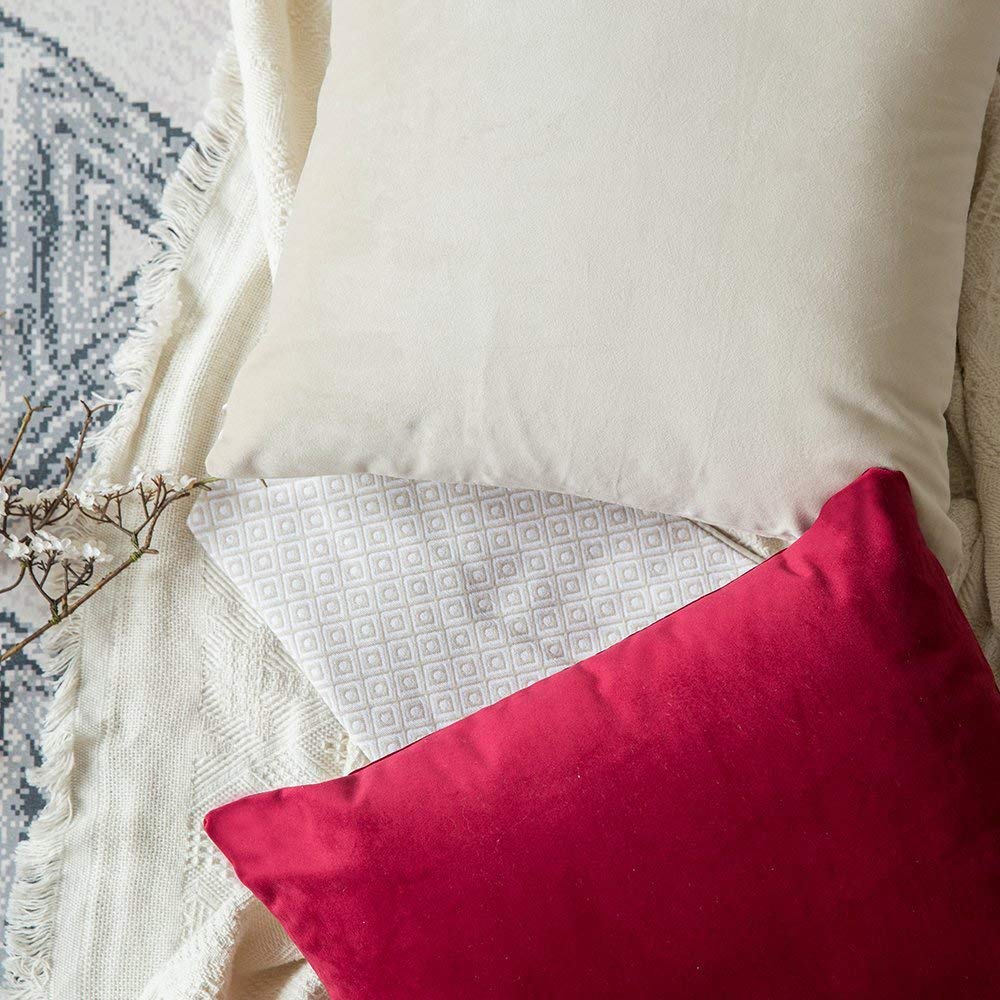Khooti Velvet Cushion Cover, 22x22 (Red)(Pack of 5)