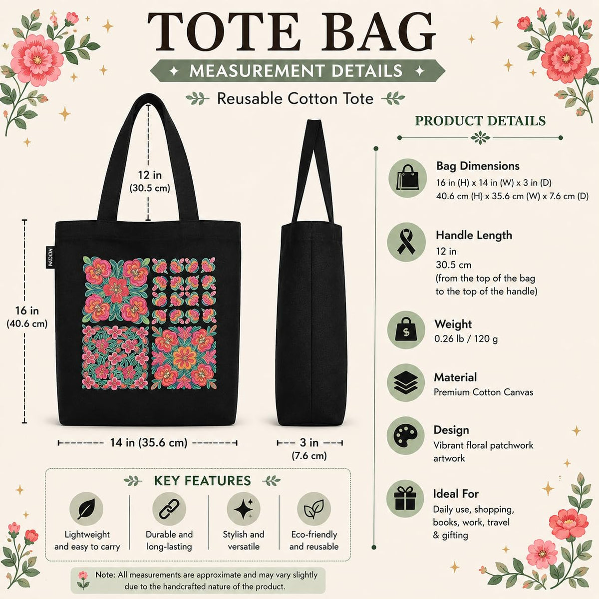 Kaigan Black Premium Tote Bag Printed Designed Canvas Tote Bags For Women, Ecofriendly Cotton Canvas Bag for Girls Tote bag For Shopping, College, Travel, Handbag For Unisex