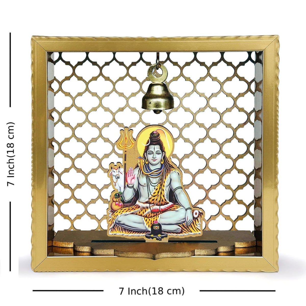 Art Street Shiv Ji Small Pooja Mandir for Office & Home Wall Hanging Temple, Diwali Decoration, Gifts, Dcor for Friends & Family (7x7 Inch)