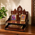 Zesta Wooden Mandir for Home Big Size | DIY Pooja Mandir with LED Spot Light | Devghar Cabinet for Living Room or Office | Wall Mounted Pooja Unit for Home (Temple with 2 Steps)