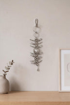 KridayKraft Traditional Nimbu Mirchi Beads Hanging for Positive Energy | Metallic Silver Finish Decorative Nazar Battu for Doorway/Entrance.