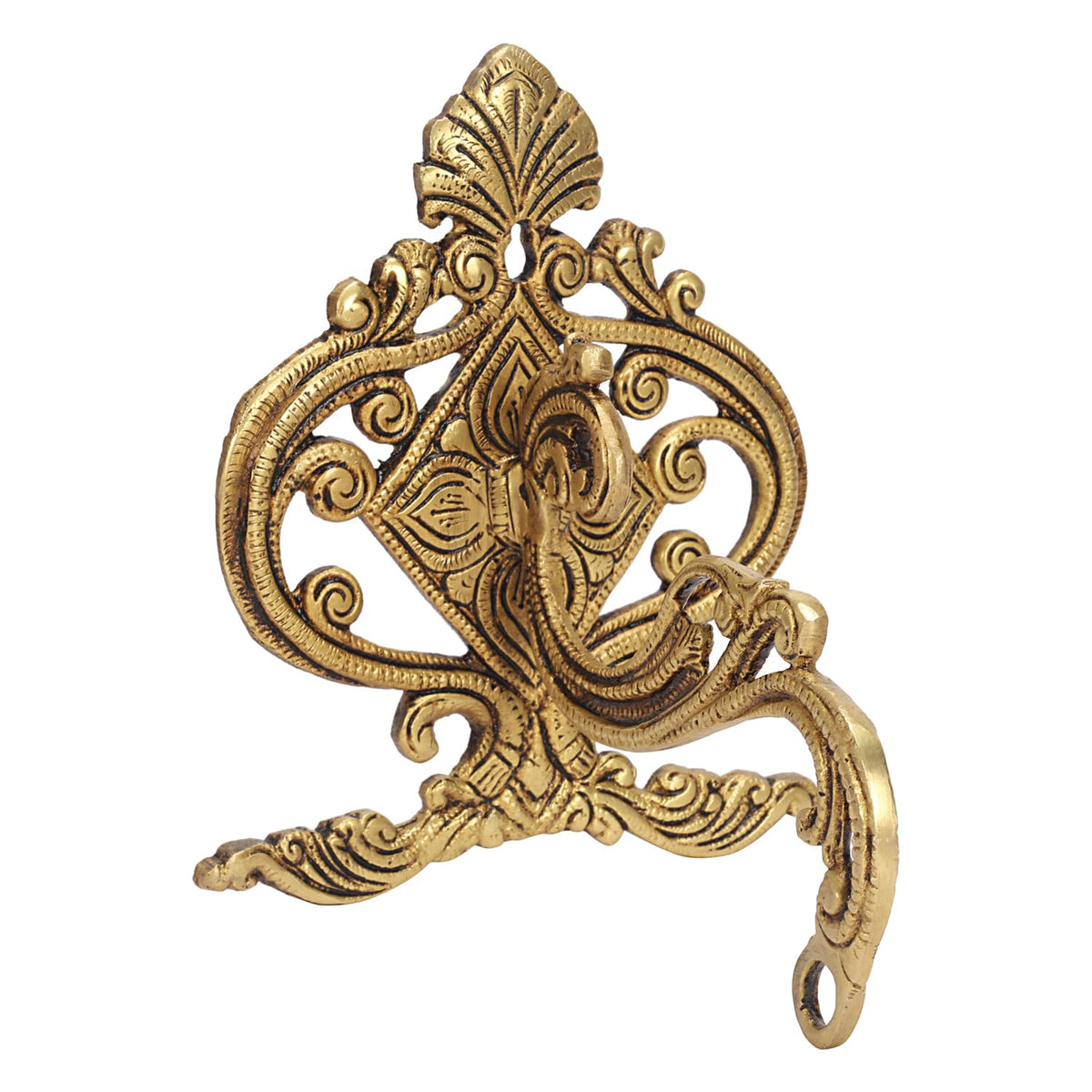 ARTVARKO Pure Brass Bracket Designer Hook Holder for Wall Hanging Diya Bells Lantern Hanger Planter Lanterns Wind Chimes Baskets 6 Inch