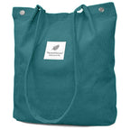 Lyrovo Women Corduroy Shoulder Tote Bag for Work Beach Travel and Shopping Grocery (Green)