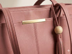 PAVILONN Women Tote Bag Ladies Handbag Shoulder Office Shopping Work Laptop PU Leather Brown Travel College Daily Use Designer Large Stylish Fashion Zipper Commuter Gift (PINK)