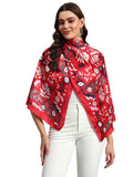 Ravaiyaa - Attitude is everything Women Lightweight Printed 100% Satin Silk Scarf Stoles Breathable Neckerchief Head Beach Wrap Scarves (Red White Floral, 70 X 20 Inch), Female
