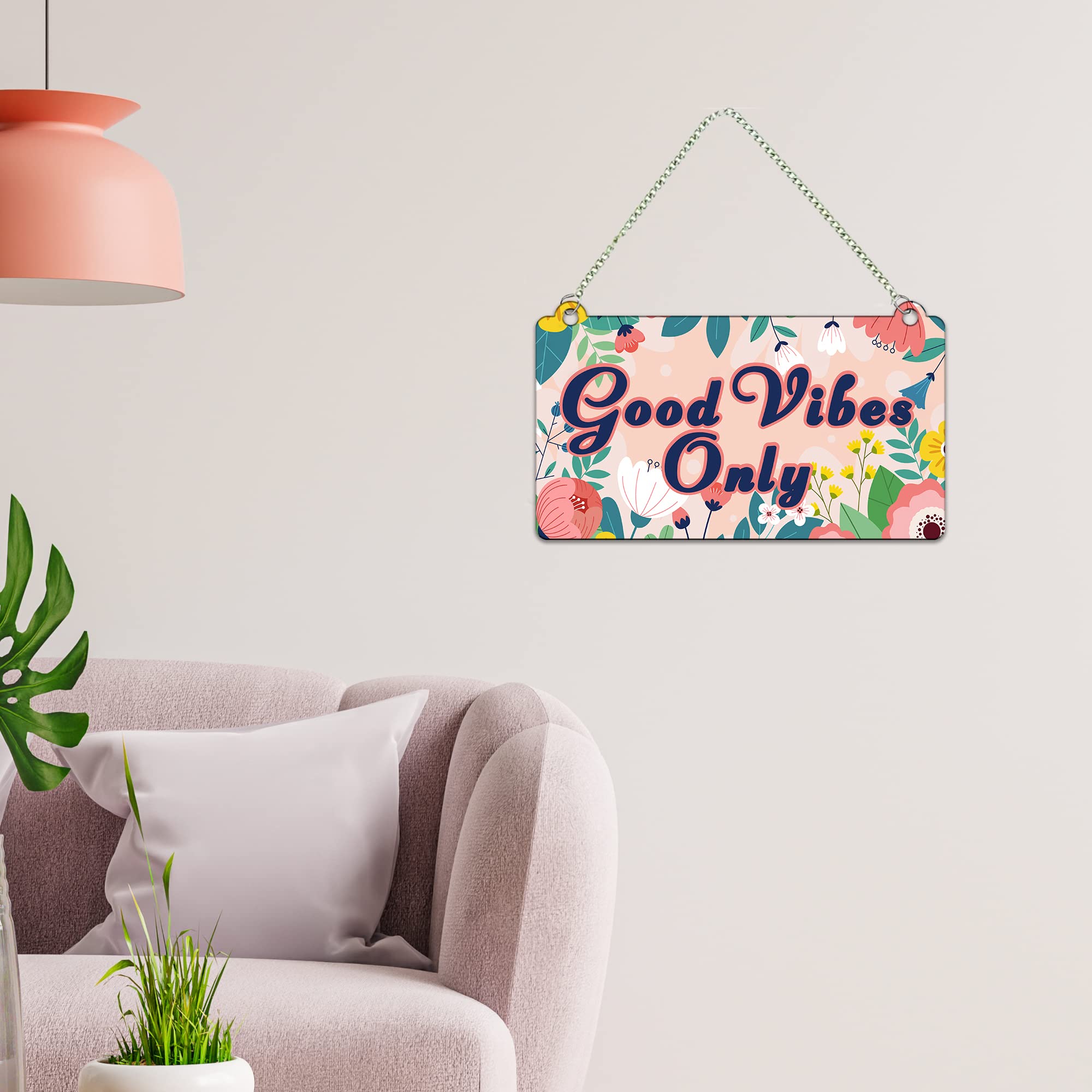 Artvibes Good Vibes Only Wall Hanging Wooden Art For Living Room | Office | Quotes Decor Item | Wall Illustrations | Office Decor | Wall Art Print | Inspirational quotes | Gift Items (WH_3502N)