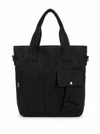 BROGBUS Canvas Tote Bag for Women Office Use, College Girls with Compartment, Black