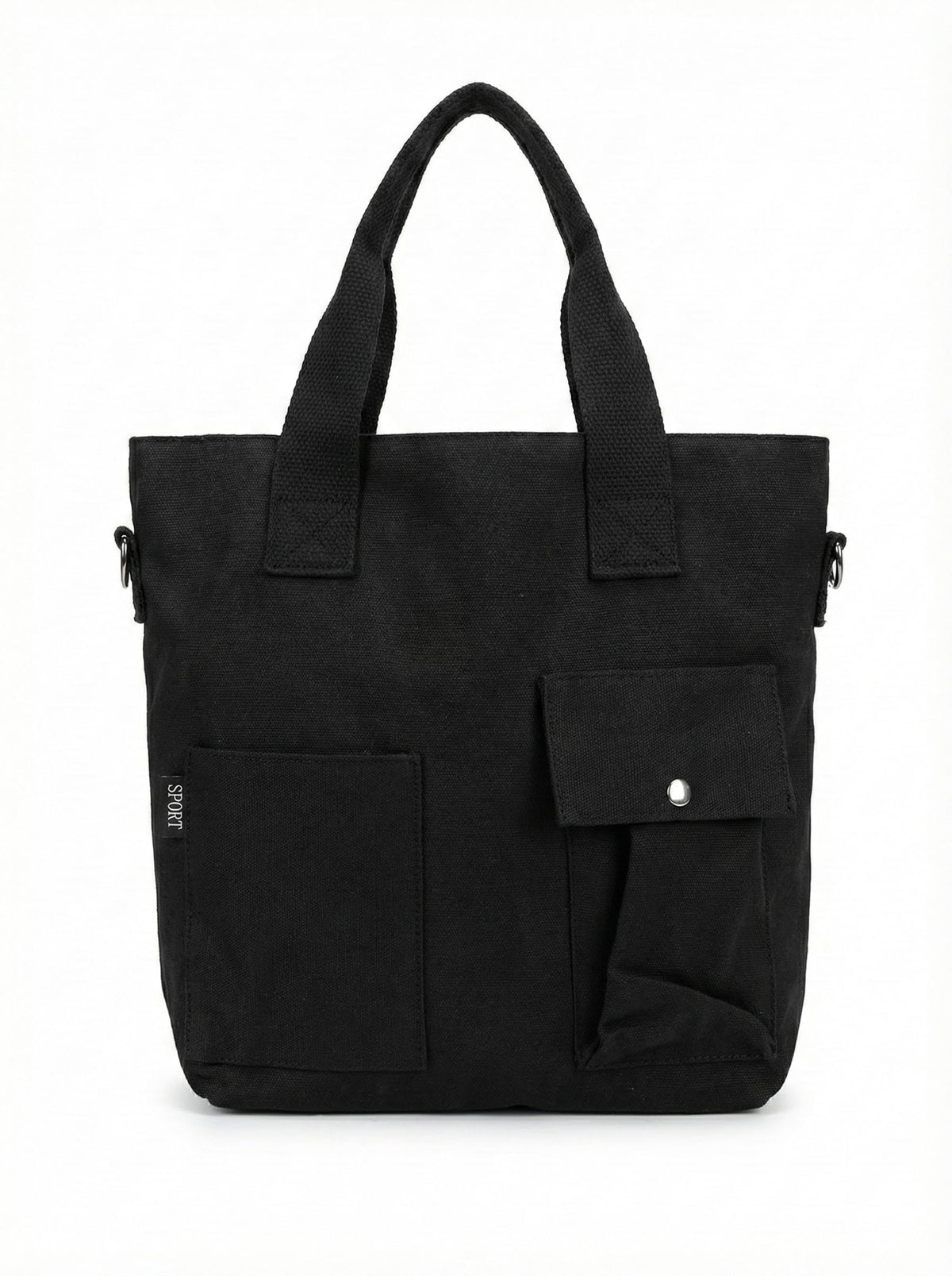 BROGBUS Canvas Tote Bag for Women Office Use, College Girls with Compartment, Black